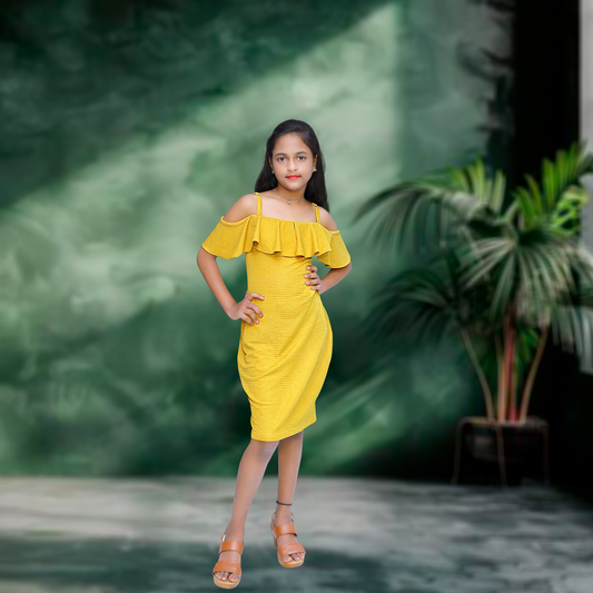Mustard Yellow Lycra Western One-Piece