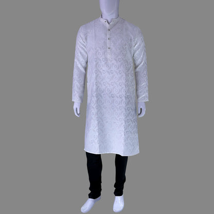 Men's White Printed Kurta | Mens Kurta
