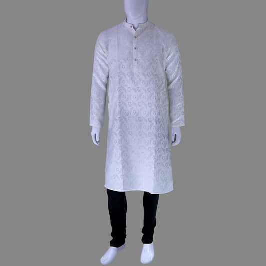 Men's White Printed Kurta | Mens Kurta