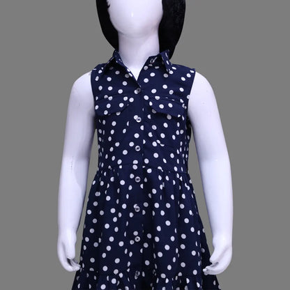 Blue Polka Dot Sleeveless Baby Girl Dress | Blue Polka Dot