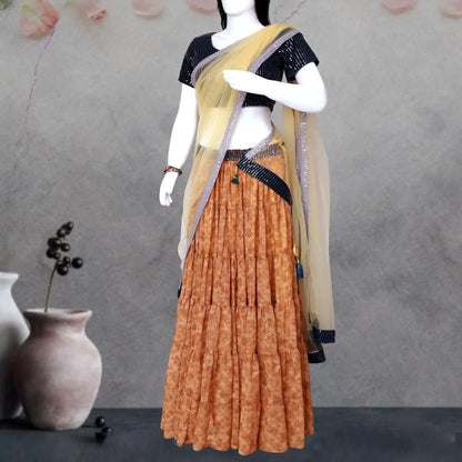 Brown & Black 3 Piece Lehenga Set | S3KD273