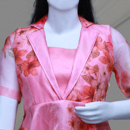 Organza Blazer Collar Neck Gown | S3G1130
