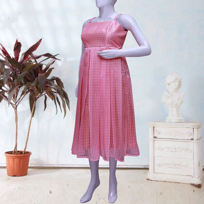 Baby Pink Sleeveless One Piece Dress With Shrug |
