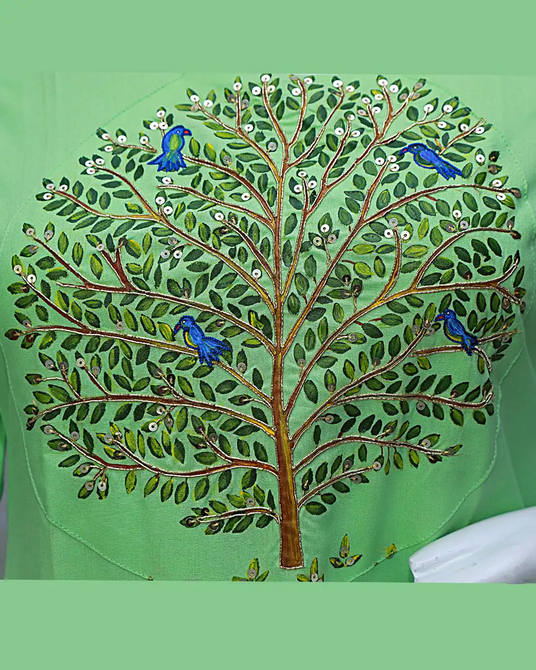 Tree of life Painting with Maggam work Straight Kurti | S3K1162