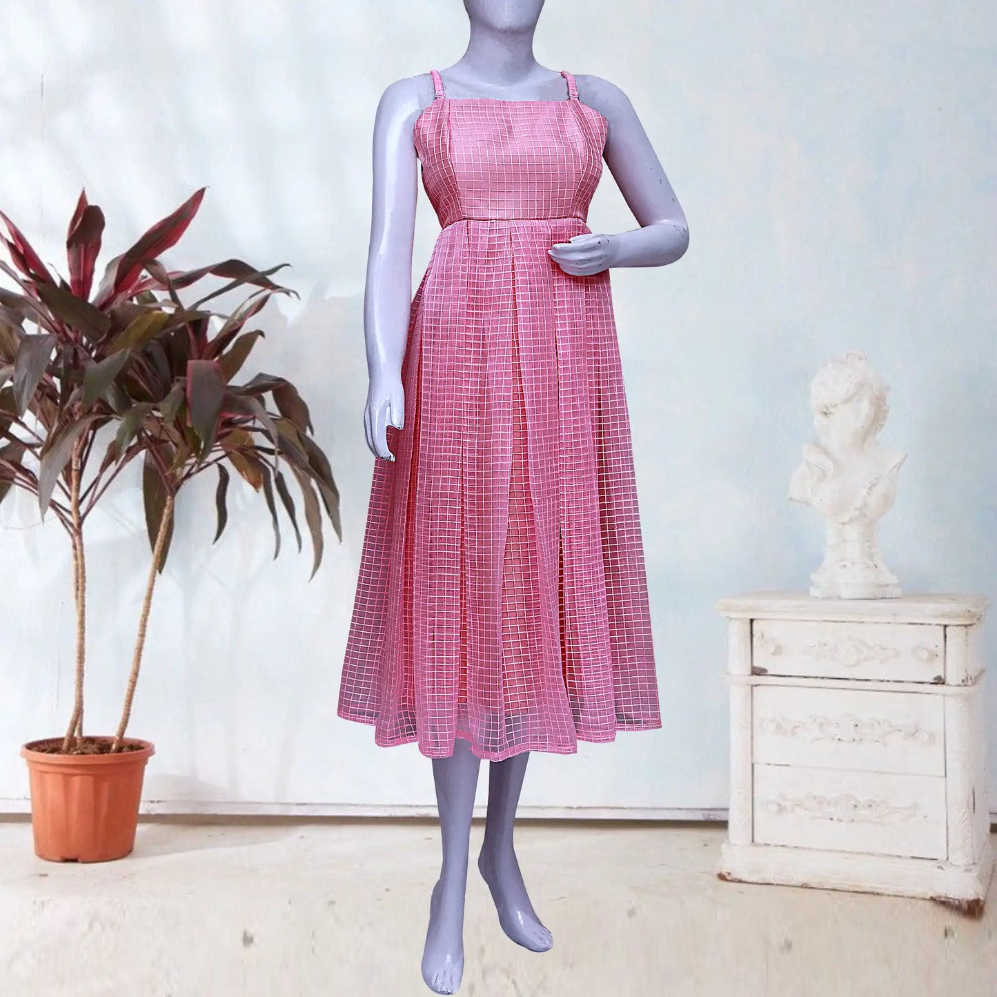 Baby Pink Sleeveless One Piece Dress With Shrug S3 Fashions