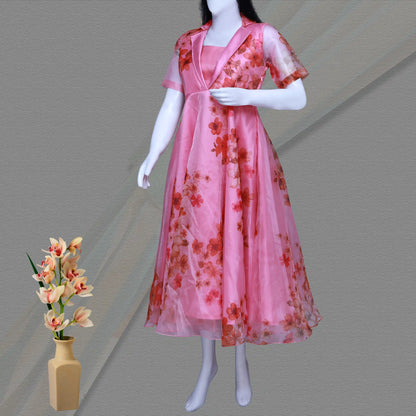 Organza Blazer Collar Neck Gown | S3G1130