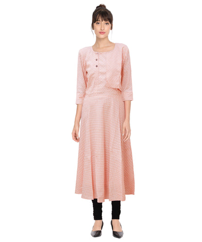Women Printed Pure Cotton A-line Kurta (Fruit Pink) | S3W141