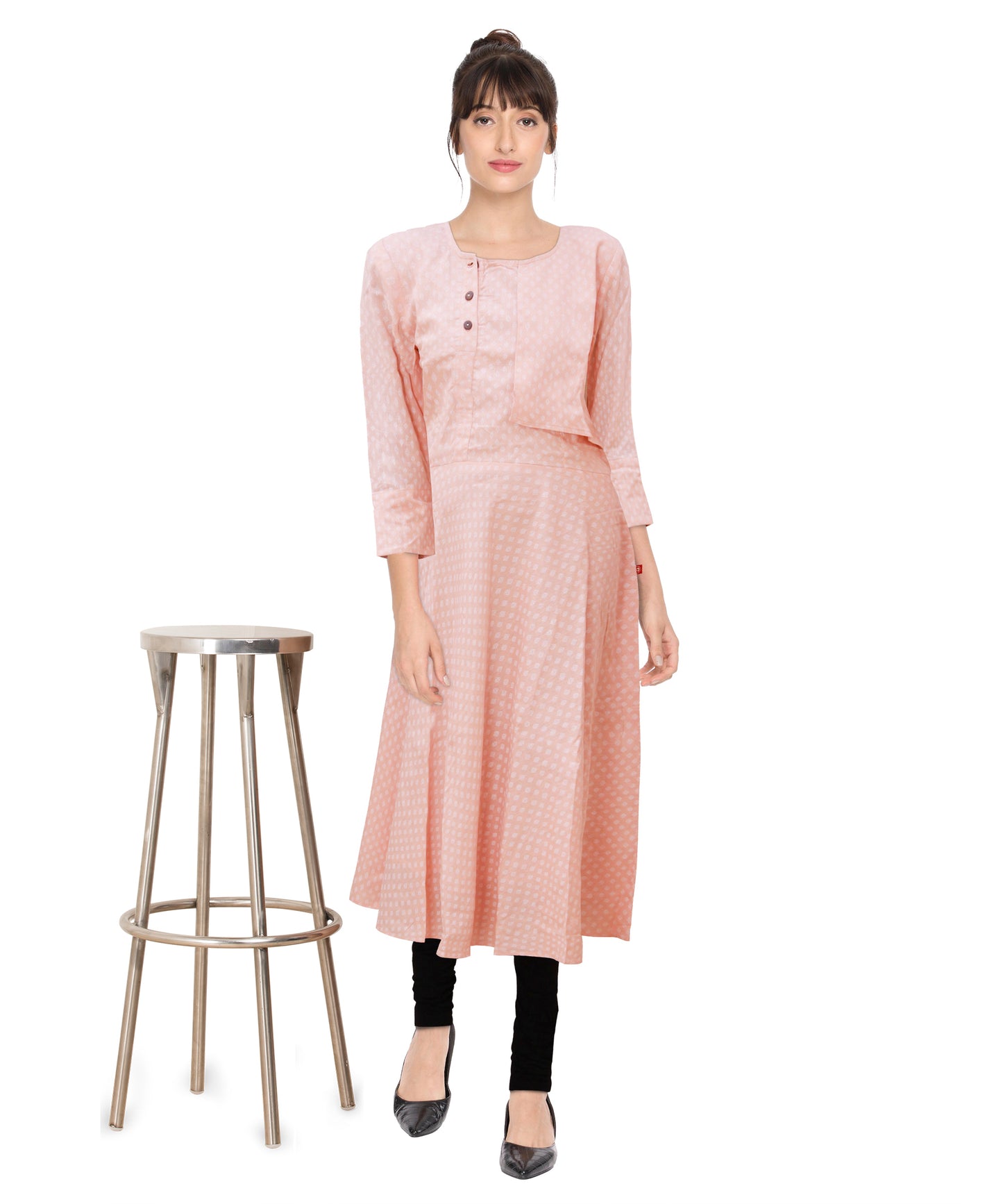 Women Printed Pure Cotton A-line Kurta (Fruit Pink) | S3W141