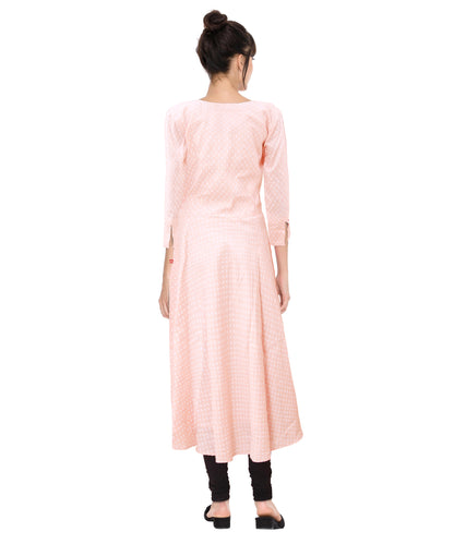 Women Printed Pure Cotton A-line Kurta (Fruit Pink) | S3W141