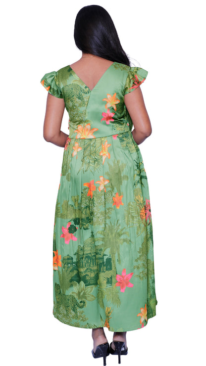 floral Printed satin Straight Gown | S3G656