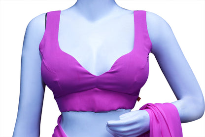 Women Pink Solid  Gerogett Ready Made Padded Blouse | S3B23