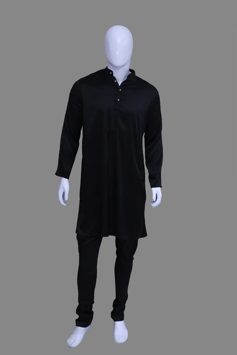 Men's Black High Neck Kurta Pyjama Set | S3SKP1045/A