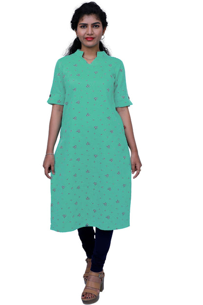 Women Floral Print Straight Kurta(GREEN) | S3X099