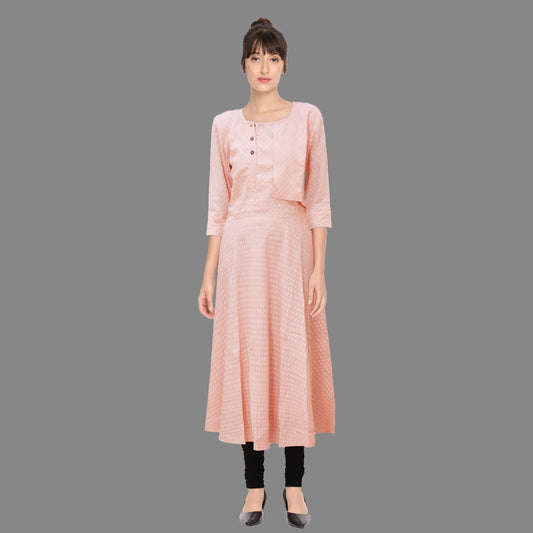 Women Printed Pure Cotton A-line Kurta (Fruit Pink) | S3W141