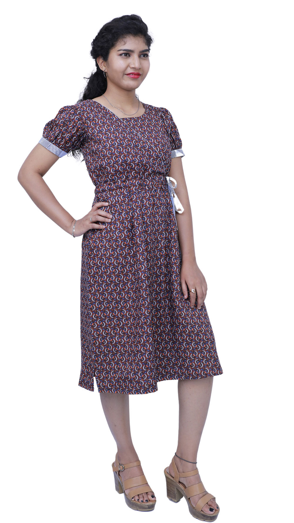 Brown Printed Gown | S3K520