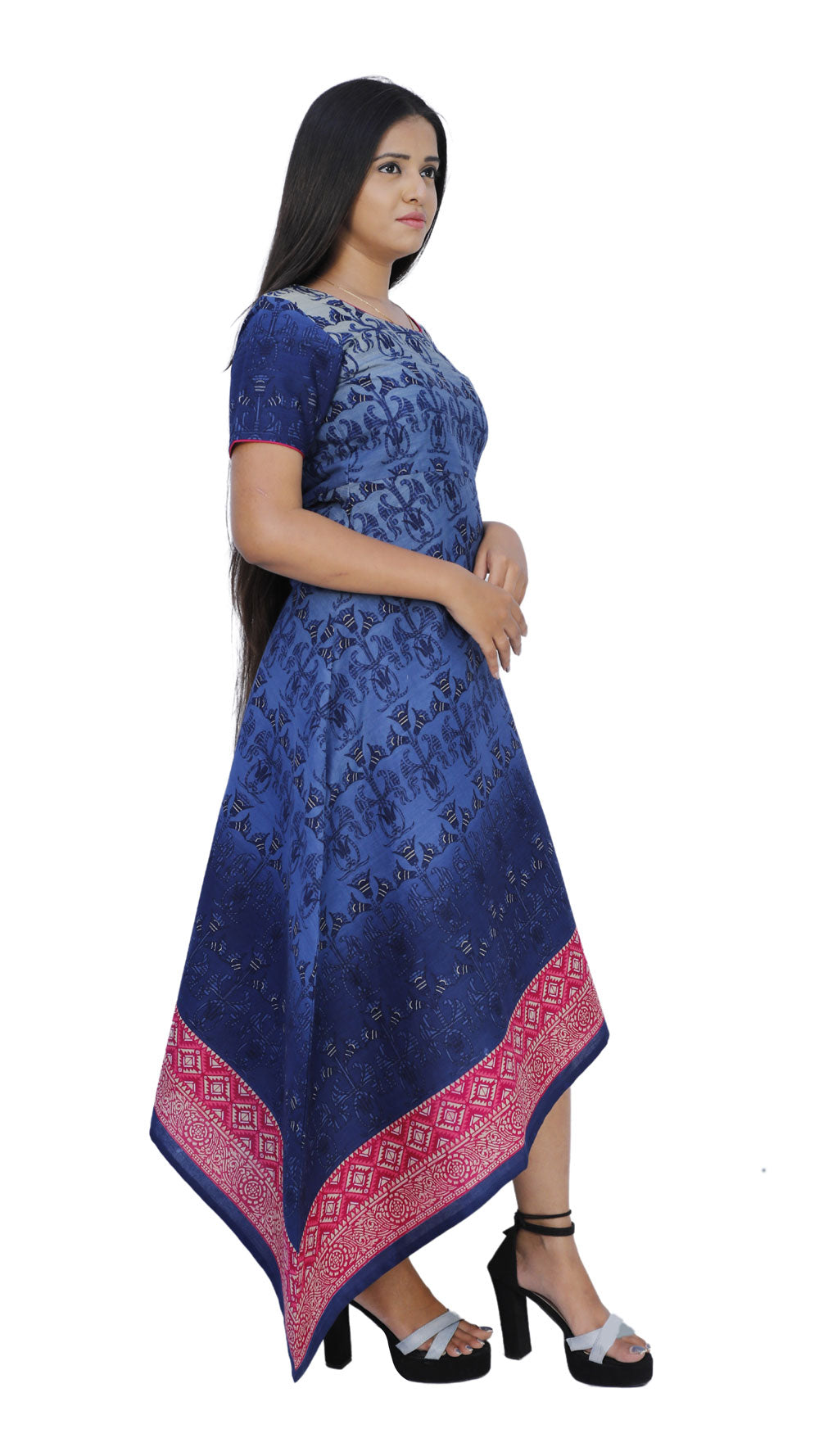 Blue floral print cut Kurti | S3K554