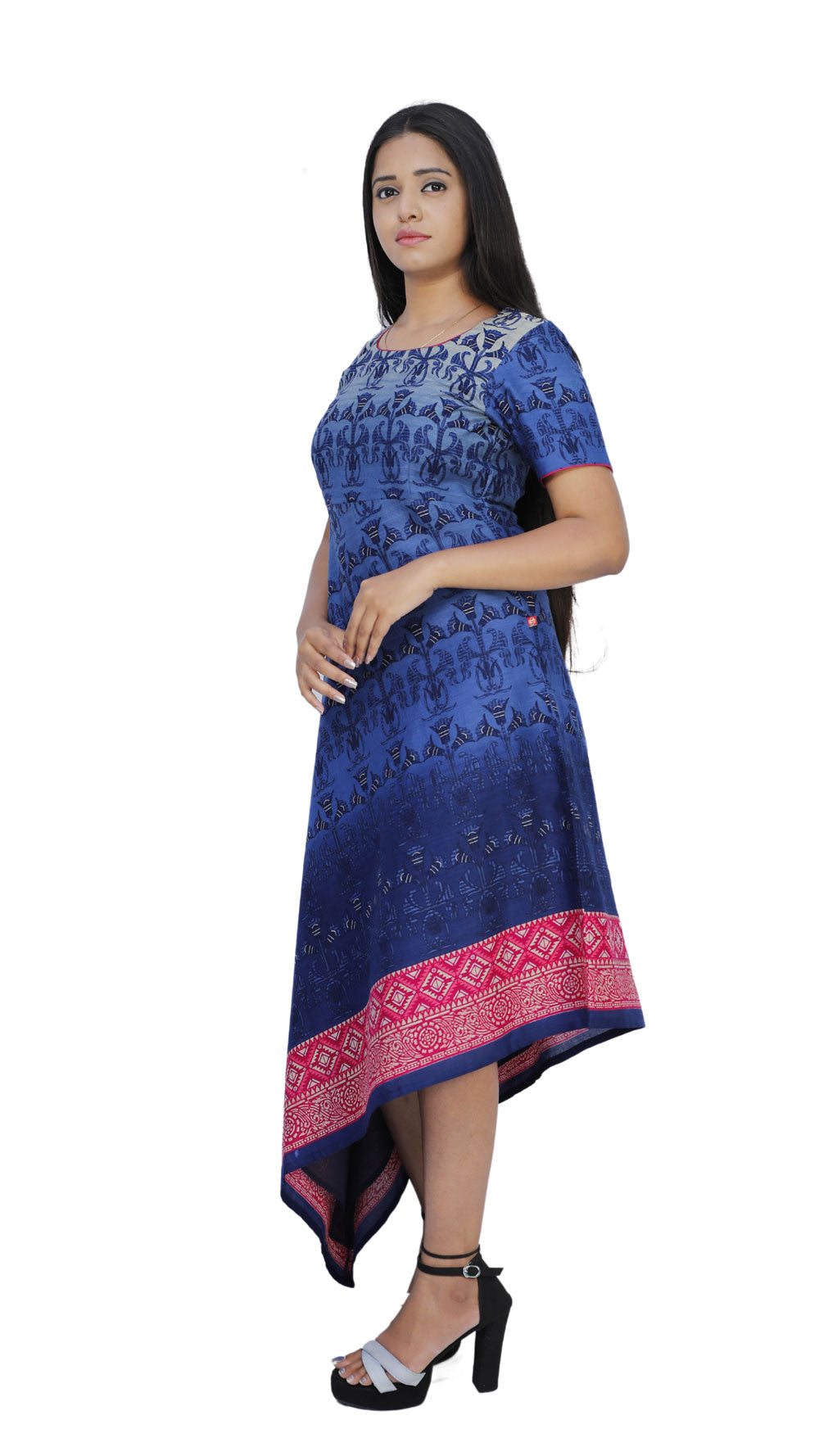 Blue floral print cut Kurti | S3K554