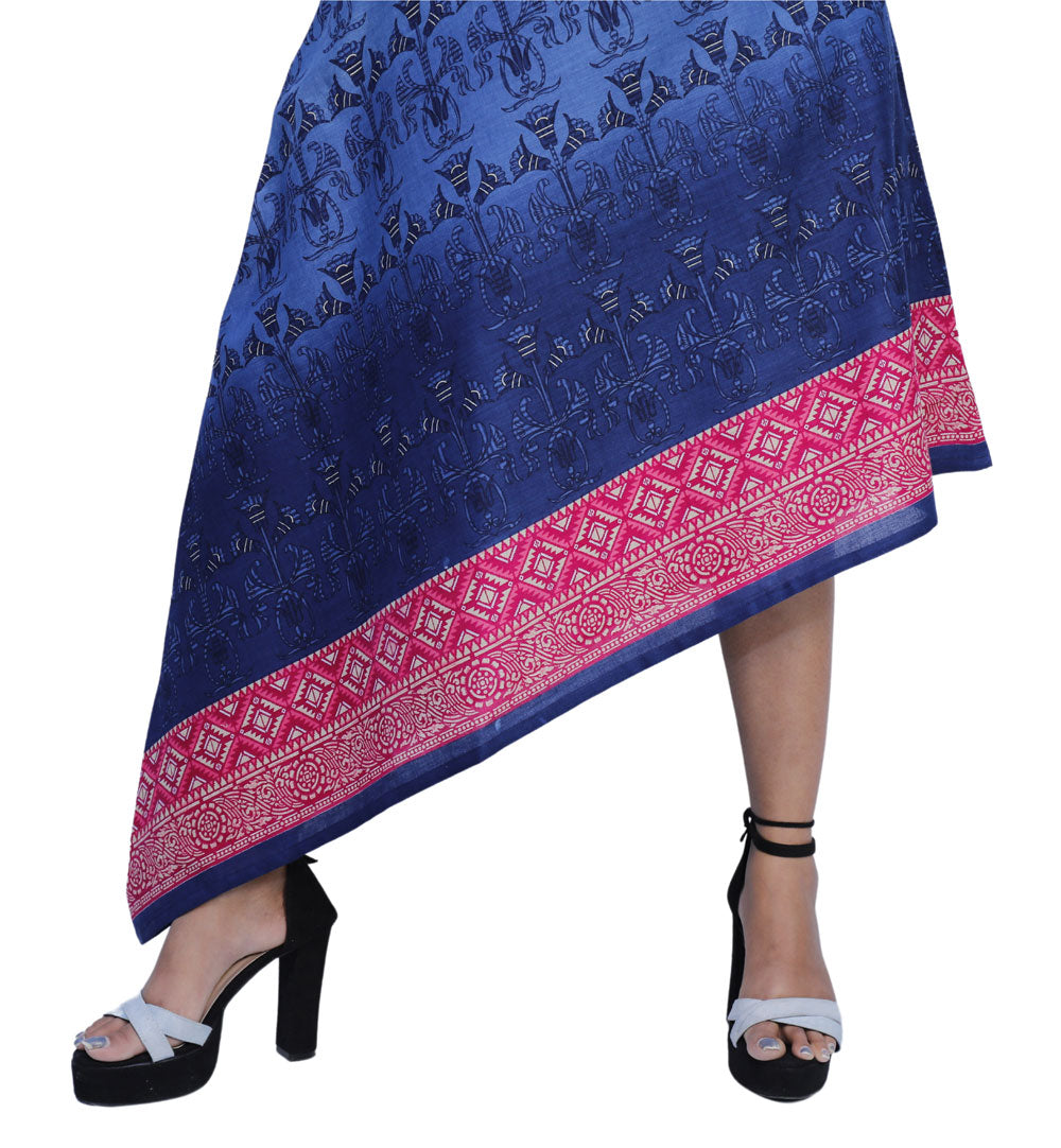 Blue floral print cut Kurti | S3K554