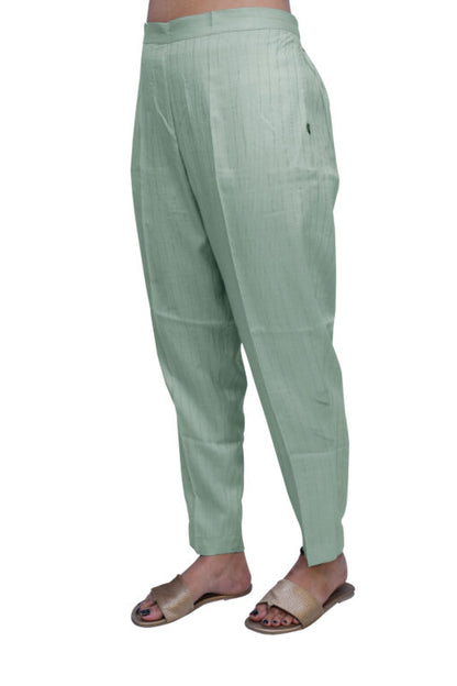 Regular Fit Women Grey Rayon Lurex Print Trousers |  S3GP779