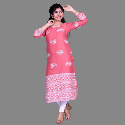 Printed Rayon Straight Kurta | S3K832
