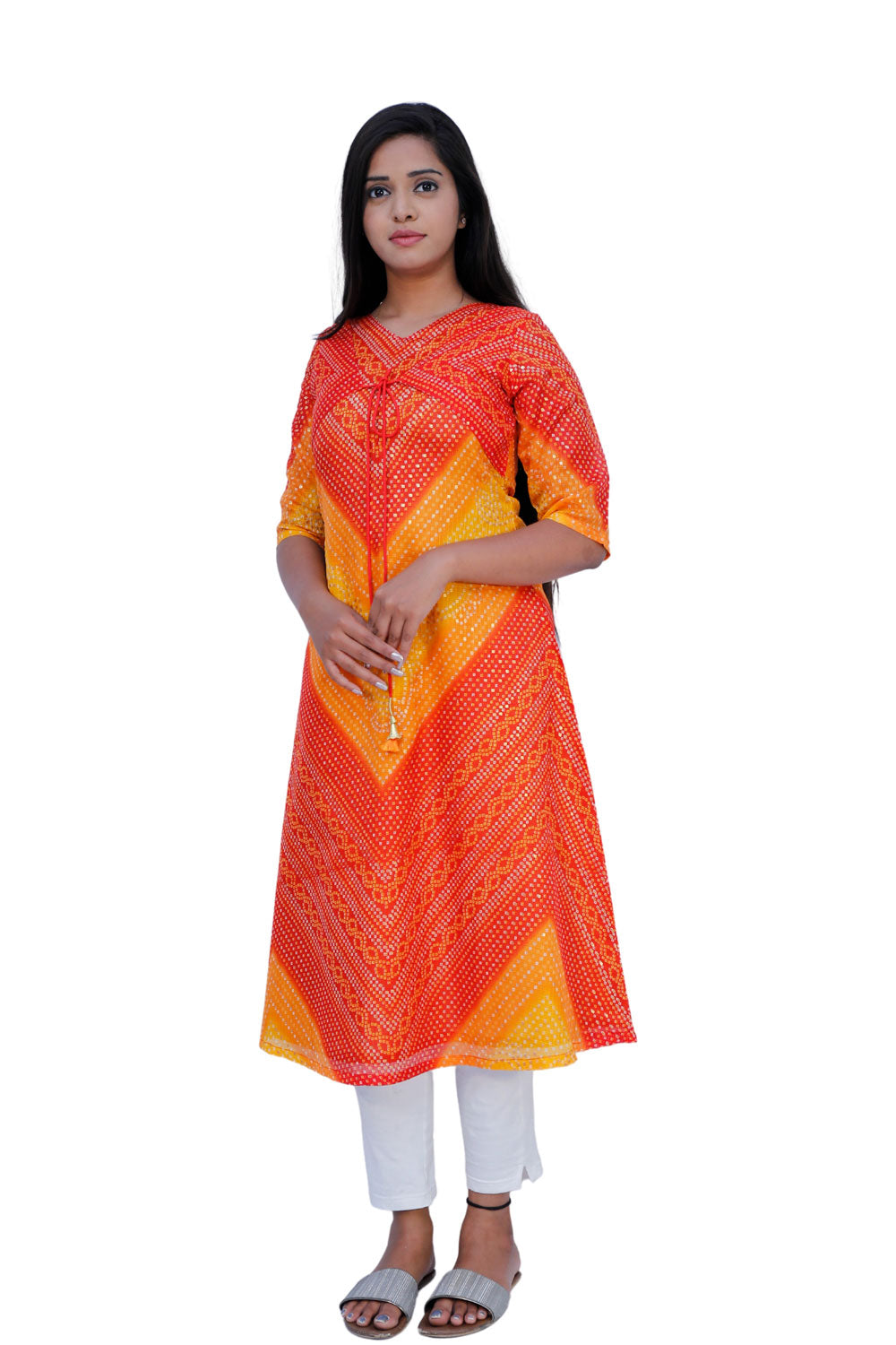 Women Bandhani Print A-line Kurta-S3K548