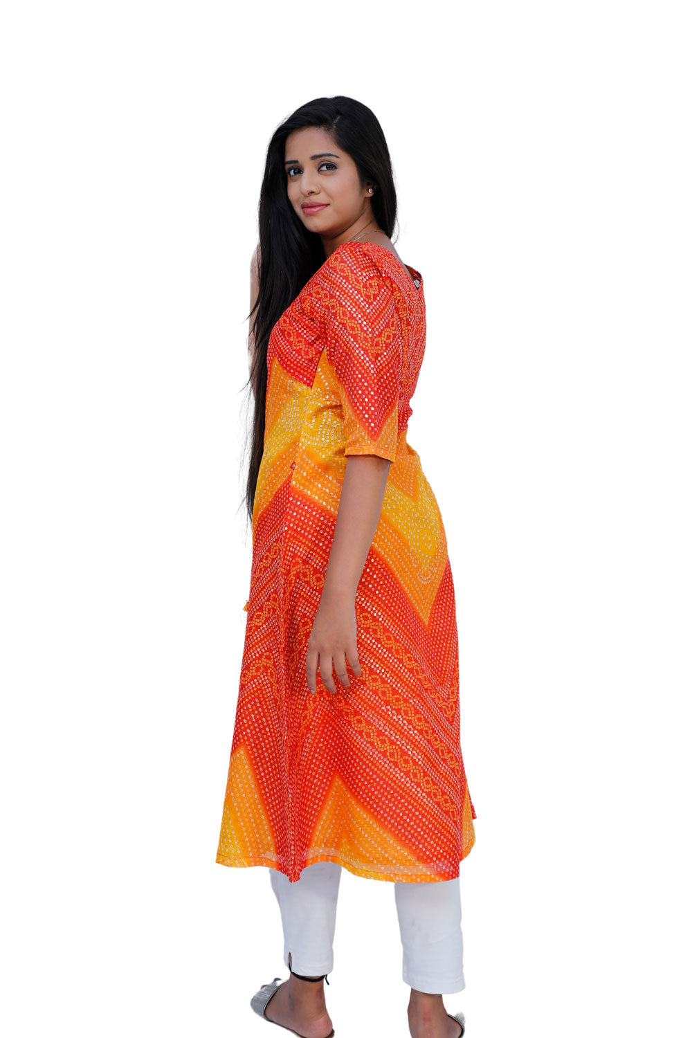 Women Bandhani Print A-line Kurta-S3K548