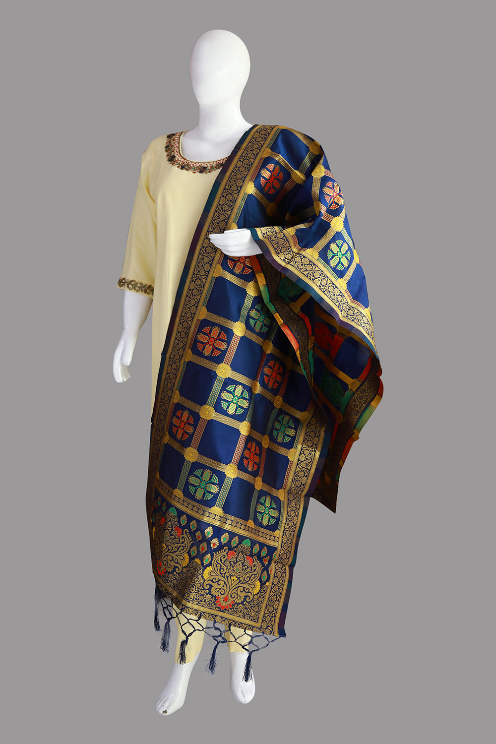 Cream Rayon Ethnic 3 Piece set | S3E
