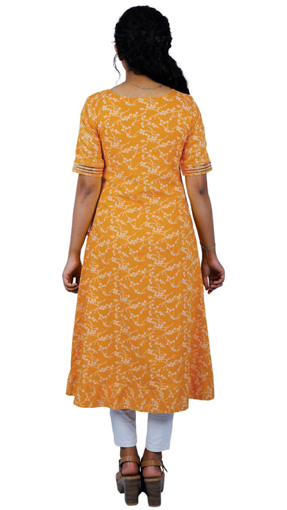 Women Floral Print A-line Kurta (yellow)/S3X173