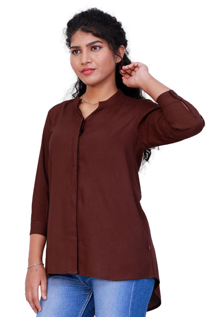 Casual Solid Women Brown Top | S3T563
