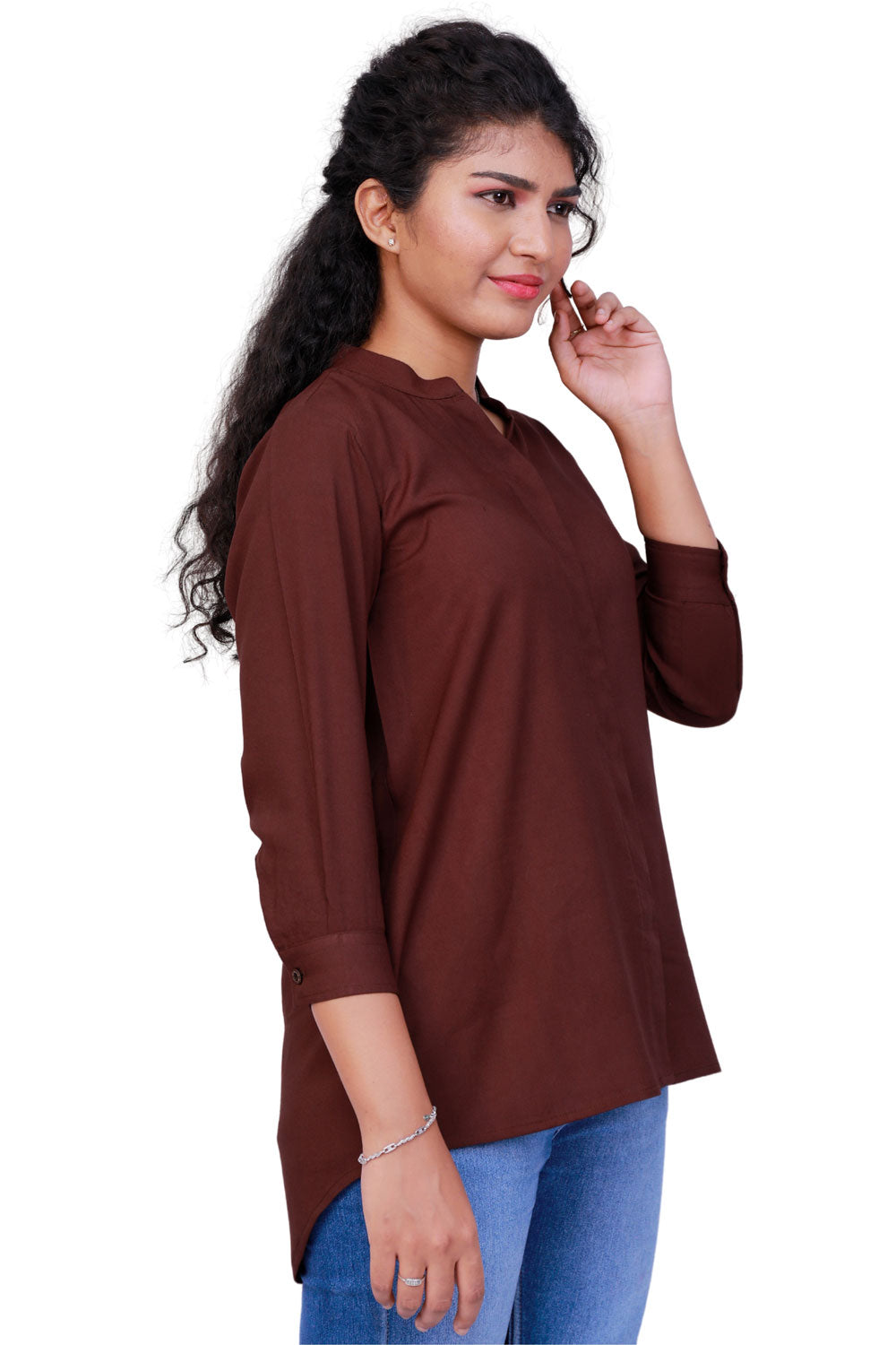 Casual Solid Women Brown Top | S3T563