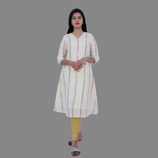Gold Printed Ash Colored Square Neck Straight Kurta | S3X171