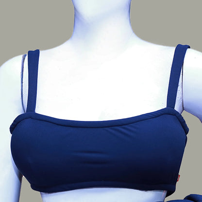 Women Solid Navy Blue Ready Made Sleeveless Padded Blouse | S3B20