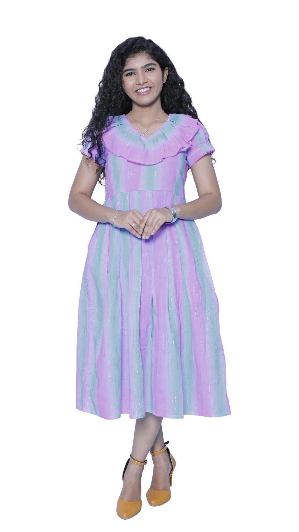 Pink and Blue Ruffles gown | S3G700