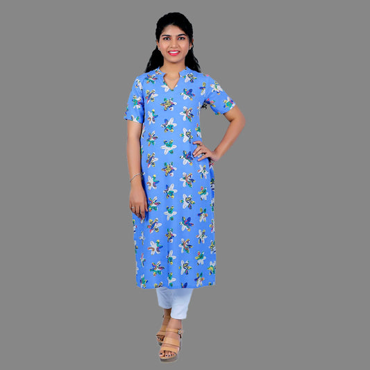 Women Printed Viscose Rayon Straight Kurta | S3K078