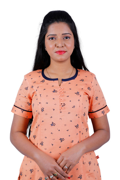 Orange flower print kurti | S3K087