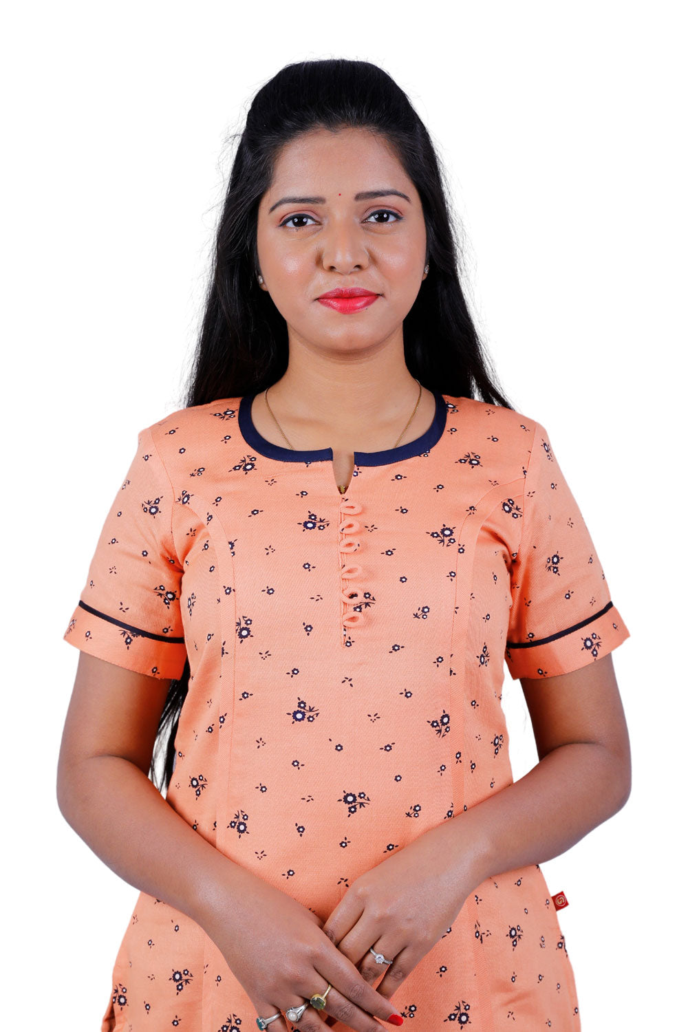 Orange flower print kurti | S3K087