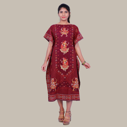 Maroon Knee Length Kaftan | S3QK492