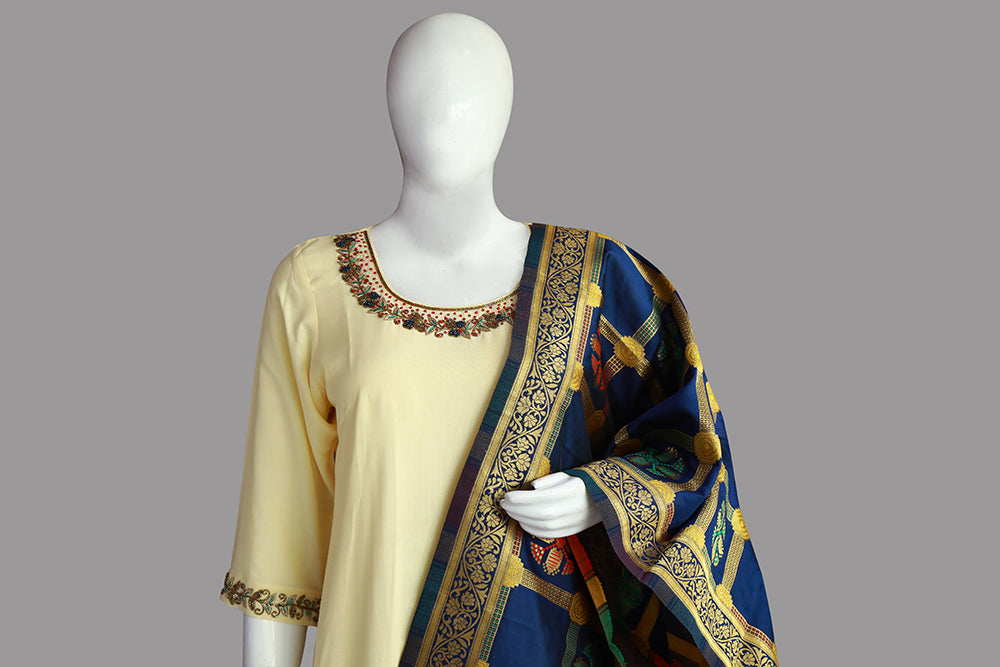 Cream Rayon Ethnic 3 Piece set | S3E