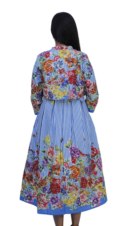Women Fit and Flare Blue Dress | S3K597