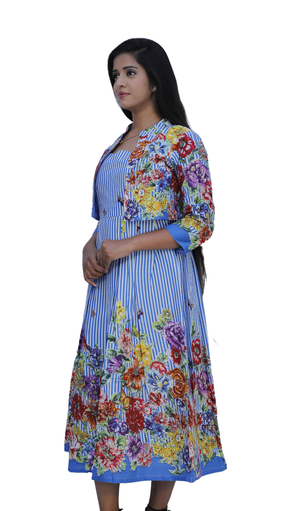 Women Fit and Flare Blue Dress | S3K597