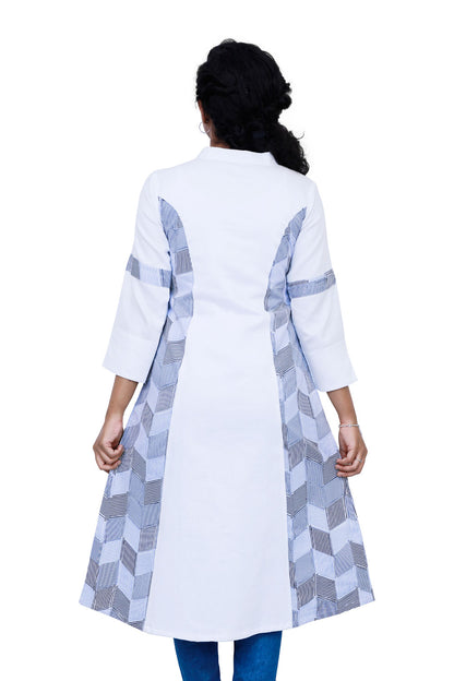 Women White & Grey Solid A-line Kurta | S3K325