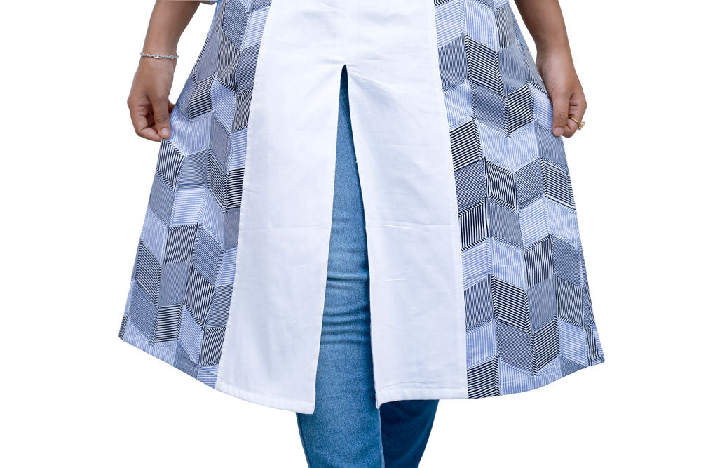Women White & Grey Solid A-line Kurta | S3K325