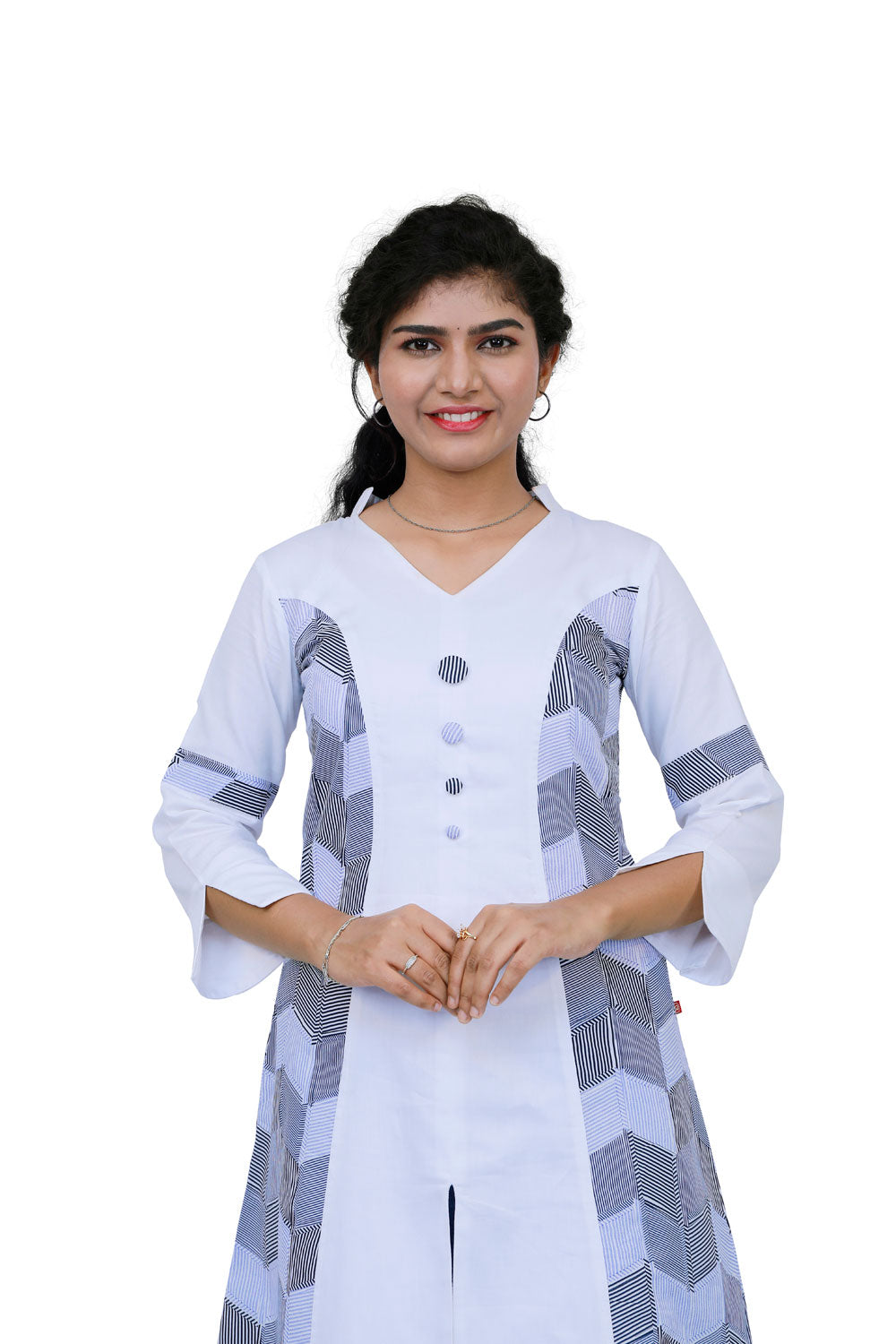 Women White & Grey Solid A-line Kurta | S3K325