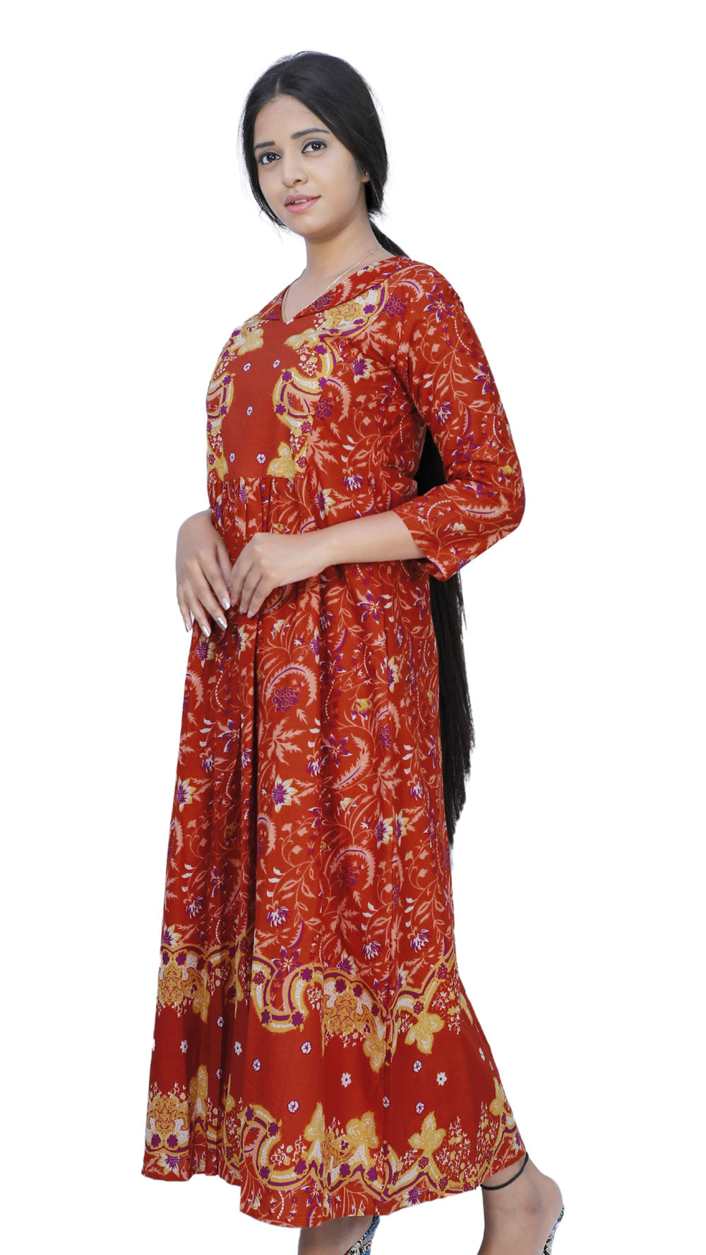 Full Length Flared/A-line Gown (ORANGE) | S3K541