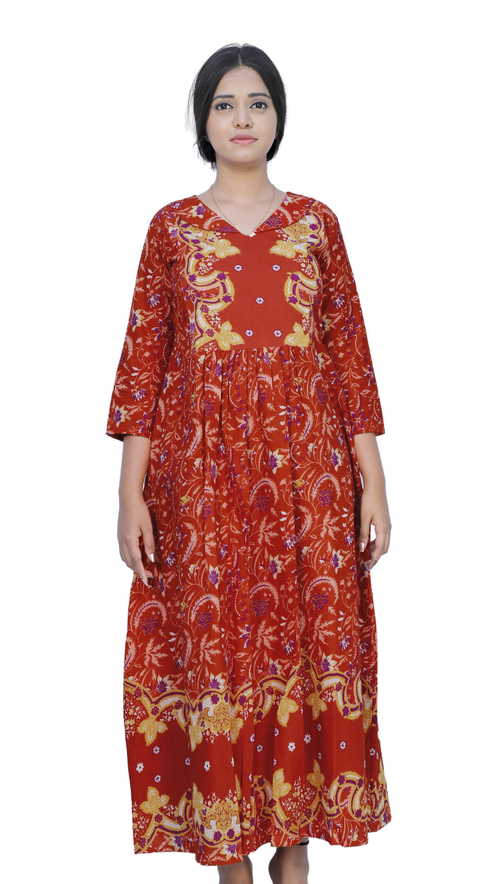 Full Length Flared/A-line Gown (ORANGE) | S3K541