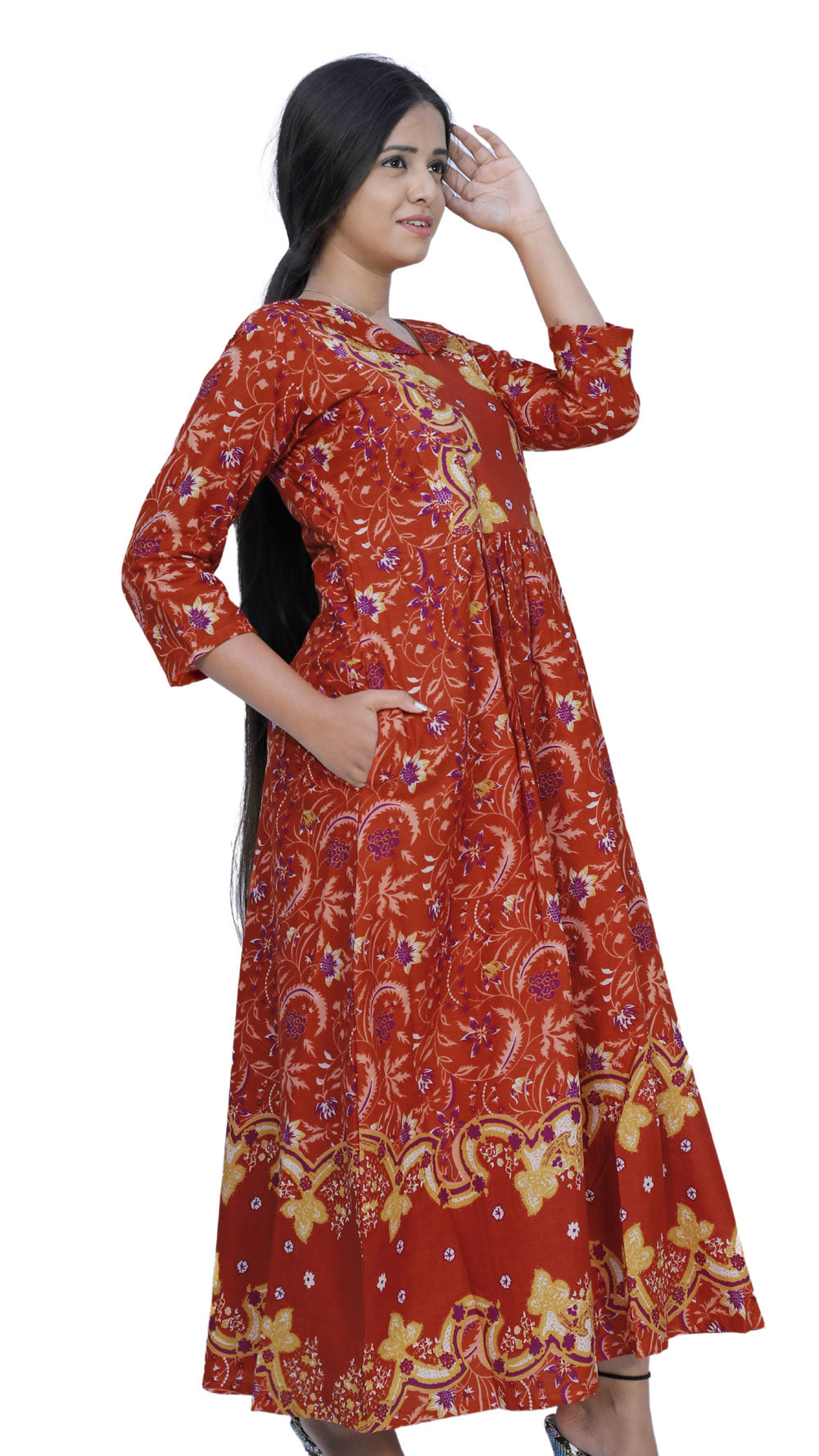 Full Length Flared/A-line Gown (ORANGE) | S3K541