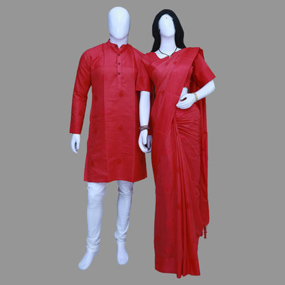 Pink Men's Kurta & Saree Combo | S3MS