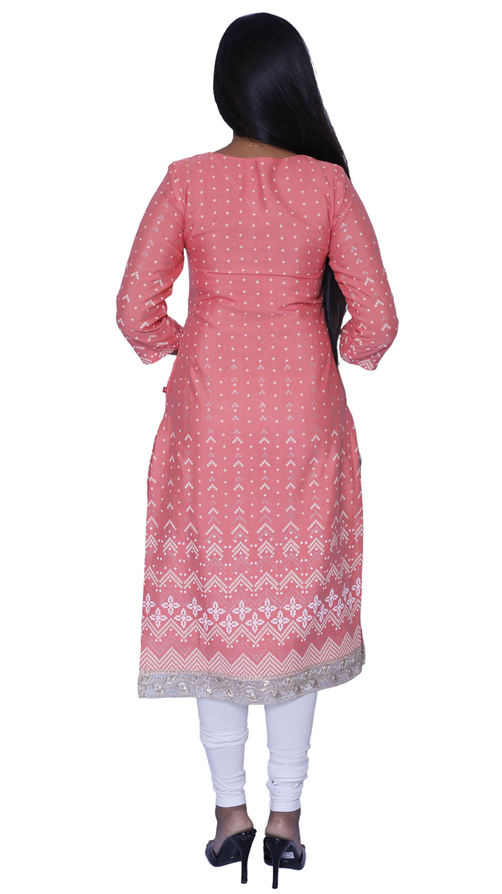 Women Bandhani Print Straight Kurta(pink) | S3K635