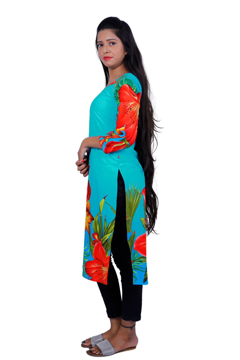 Women Floral Print Straight Kurta | S3X134