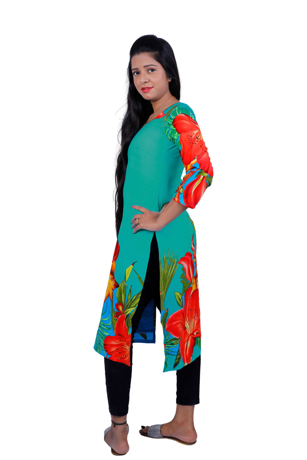 Women Floral Print Straight Kurta | S3X134